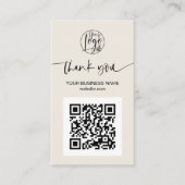 Carte De Visite Script moderne QR code noir ivoire ordre merci (Devant)