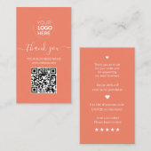 Carte De Visite Script moderne QR Code Orange Order Merci (Devant / Derrière)