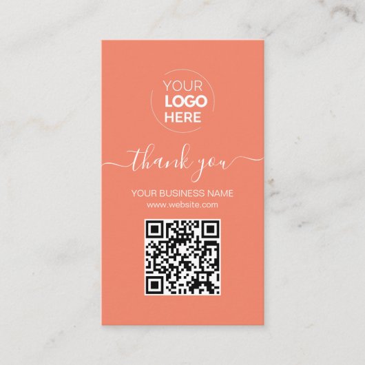 Carte De Visite Script moderne QR Code Orange Order Merci (Devant)