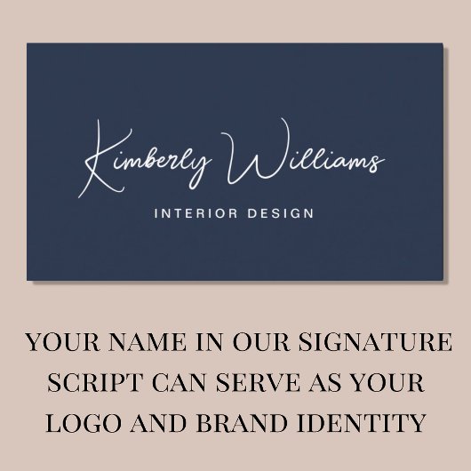 Carte De Visite Script moderne QR Code Professional Blue