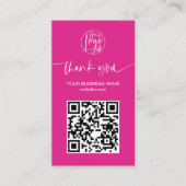 Carte De Visite Script moderne QR code rose chaud ordre merci (Devant)