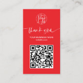 Carte De Visite Script moderne QR code rouge ordre merci (Devant)