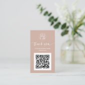 Carte De Visite Script moderne QR code tan peach ordre merci (Debout devant)