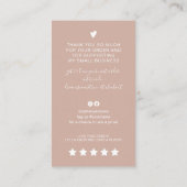 Carte De Visite Script moderne QR code tan peach ordre merci (Dos)