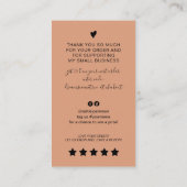 Carte De Visite Script moderne QR code terracotta ordre merci (Dos)