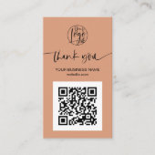 Carte De Visite Script moderne QR code terracotta ordre merci (Devant)
