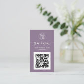 Carte De Visite Script moderne QR code violet ordre merci (Debout devant)