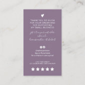 Carte De Visite Script moderne QR code violet ordre merci (Dos)