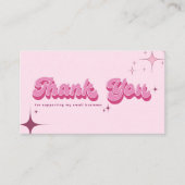 Carte De Visite Script moderne rétro rose rétro commande merci (Devant)