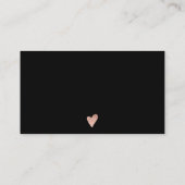 Carte De Visite Script moderne rose feuille or noir ordre merci (Dos)