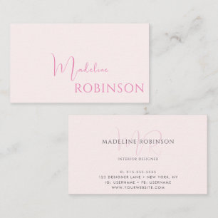 Carte De Visite Script moderne rose pâle