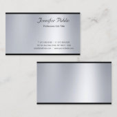 Carte De Visite Script moderne Silver luxe professionnel gracieux (Devant / Derrière)