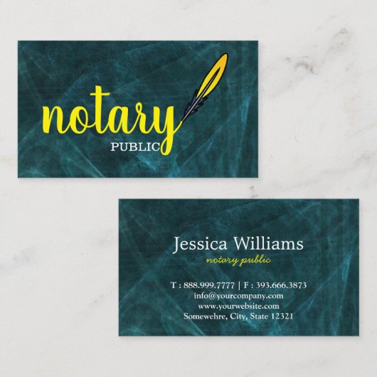 Carte De Visite Script moderne simple Notaire Public Mobile Élégan (Devant / Derrière)