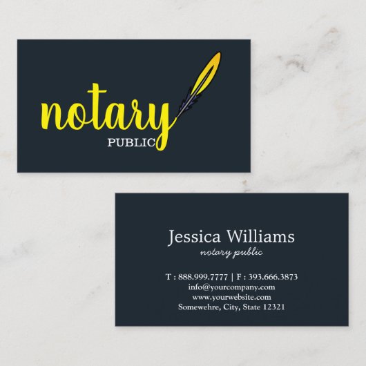 Carte De Visite Script moderne simple Notaire Public Mobile Élégan (Devant / Derrière)