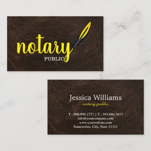 Carte De Visite Script moderne simple Notaire Public Mobile Élégan (Devant / Derrière)