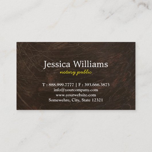 Carte De Visite Script moderne simple Notaire Public Mobile Élégan (Dos)