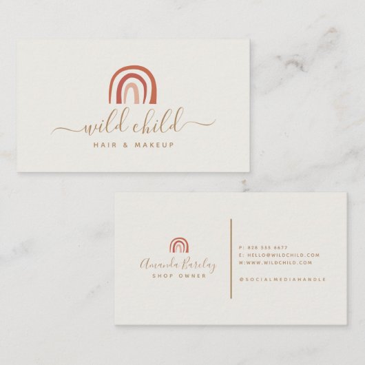 Carte De Visite Script moderne simple Rainbow tendance (Devant / Derrière)