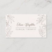 Carte De Visite Script Moderne Taupe Brun Clair Thérapeute (Devant)