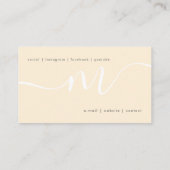 Carte De Visite  Script Monogramme minimal de crème d'or simple  (Dos)