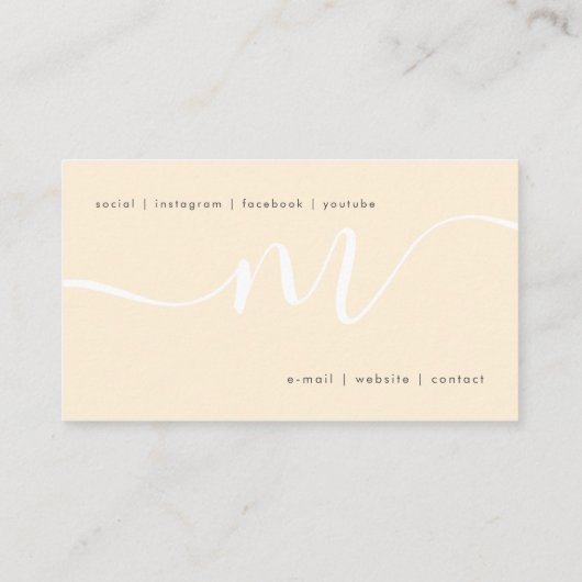 Carte De Visite Script Monogramme minimal de crème d'or simple (Dos)