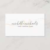 Carte De Visite  Script Monogramme minimal de crème d'or simple  (Devant)