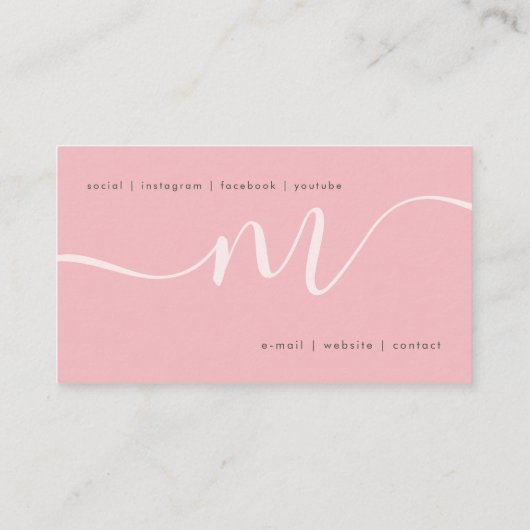 Carte De Visite Script Monogramme minimal rose pâle (Dos)
