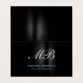 Carte De Visite Script monogramme noir gris moderne mignon (Extérieur déplié)