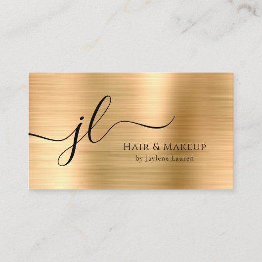 Carte De Visite Script Monogramme Or Chic Luxe (Devant)