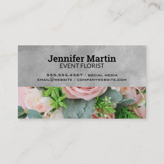 Carte De Visite Script Monogramme Roses roses Fleurs (Dos)