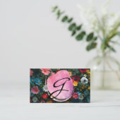 Carte De Visite Script monographique | Fleurs colorées (Debout devant)