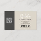 Carte De Visite Script naturel minimal moderne boho QRcode (Dos)