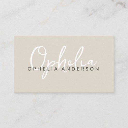 Carte De Visite Script naturel minimal moderne boho QRcode (Devant)