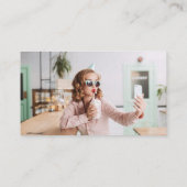 Carte De Visite Script noir moderne photo QR Code minimal tendance (Dos)
