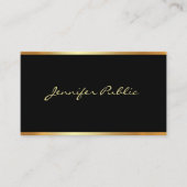 Carte De Visite Script pratique moderne Elegant Black Gold Profess (Devant)