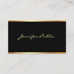 Carte De Visite Script pratique moderne Elegant Black Gold Profess