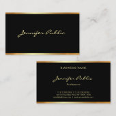 Carte De Visite Script pratique moderne Elegant Black Gold Profess (Devant / Derrière)