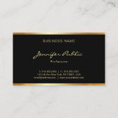 Carte De Visite Script pratique moderne Elegant Black Gold Profess (Dos)