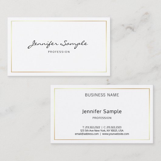 Carte De Visite Script Professional élégant Plain Calligraphié (Devant / Derrière)