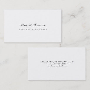 Carte De Visite script professionnel élégant et minimaliste blanc