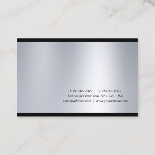 Carte De Visite Script professionnel élégant Glam Silver Moderne (Dos)