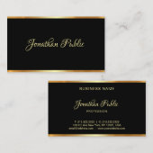Carte De Visite Script Professionnel Modèle Noir Et Or Moderne (Devant / Derrière)