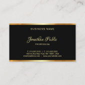 Carte De Visite Script Professionnel Modèle Noir Et Or Moderne (Dos)