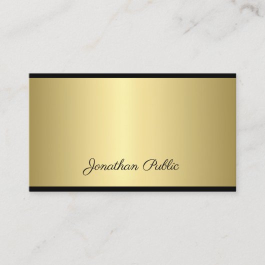 Carte De Visite Script professionnel Moderne Simple Gold Look Glam (Devant)