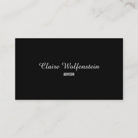 Carte De Visite Script professionnel noir et blanc moderne (Devant)