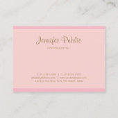 Carte De Visite Script professionnel Pink Or Main Script moderne é (Dos)