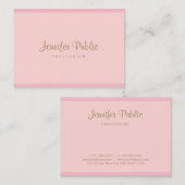 Carte De Visite Script professionnel Pink Or Main Script moderne é (Devant / Derrière)