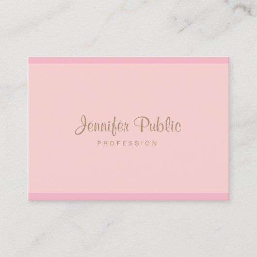 Carte De Visite Script professionnel Pink Or Main Script moderne é (Devant)
