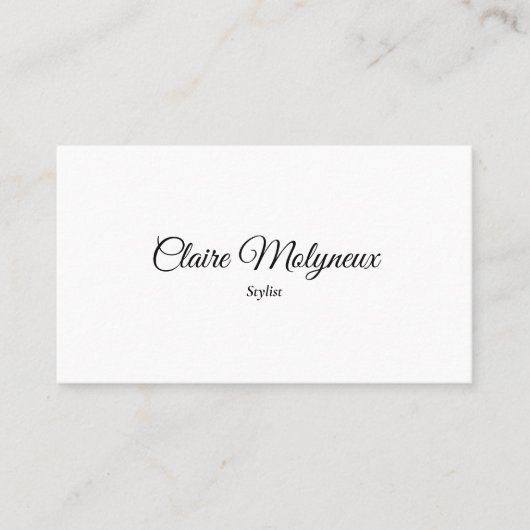Carte De Visite Script professionnel simple en noir et blanc (Devant)