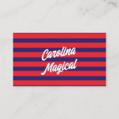 Carte de visite script rayée rouge bleu tendance (Devant)