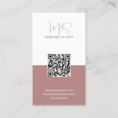 Carte De Visite Script Rose Dusty QR Code moderne (Dos)